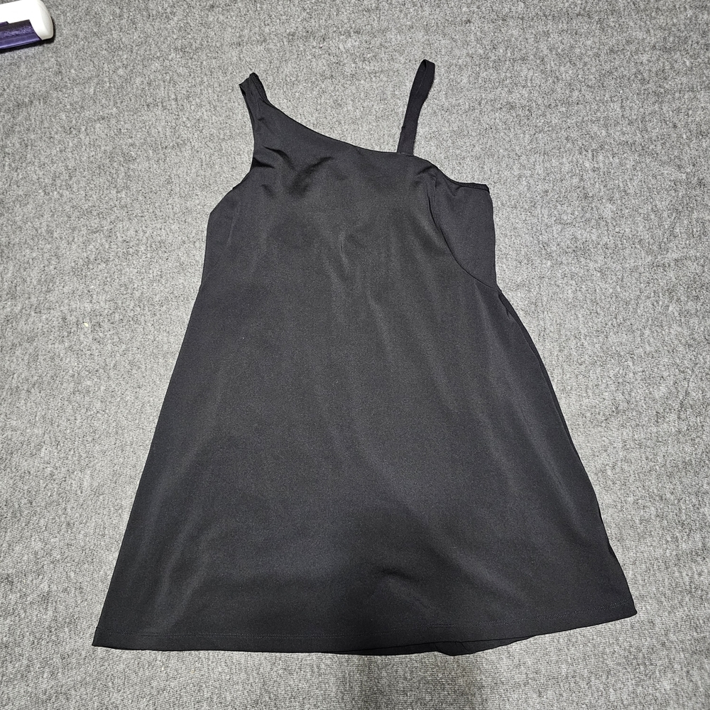 Avia Black One-Shoulder Dress & Biker Shorts Set Size M (8-10)